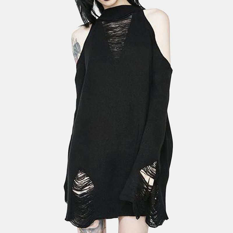 Devil Girl Ripped Off-shoulder Sweater