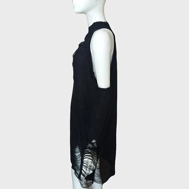 Devil Girl Ripped Off-shoulder Sweater