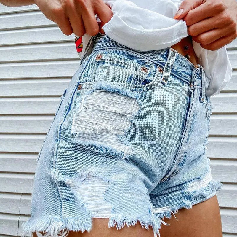 Skull Print Frayed Shorts