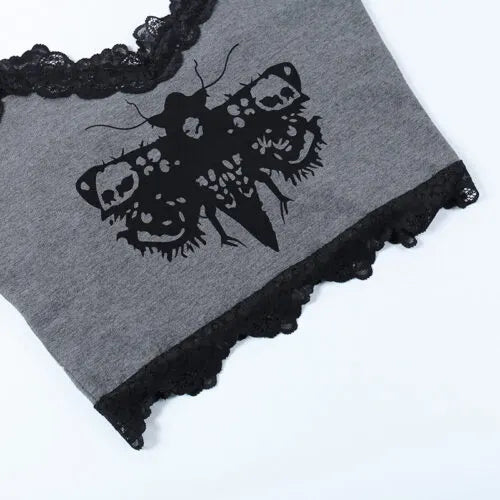 Gothic Grey Owl Halter Top