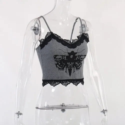 Gothic Grey Owl Halter Top
