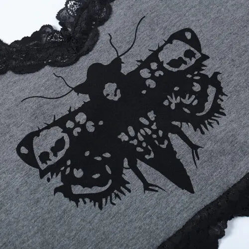 Gothic Grey Owl Halter Top