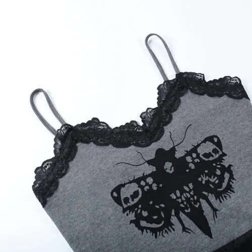 Gothic Grey Owl Halter Top