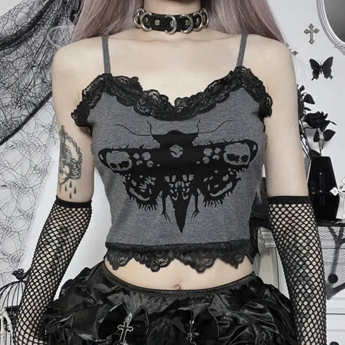 Gothic Grey Owl Halter Top