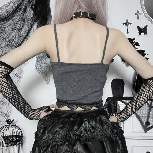 Gothic Grey Owl Halter Top