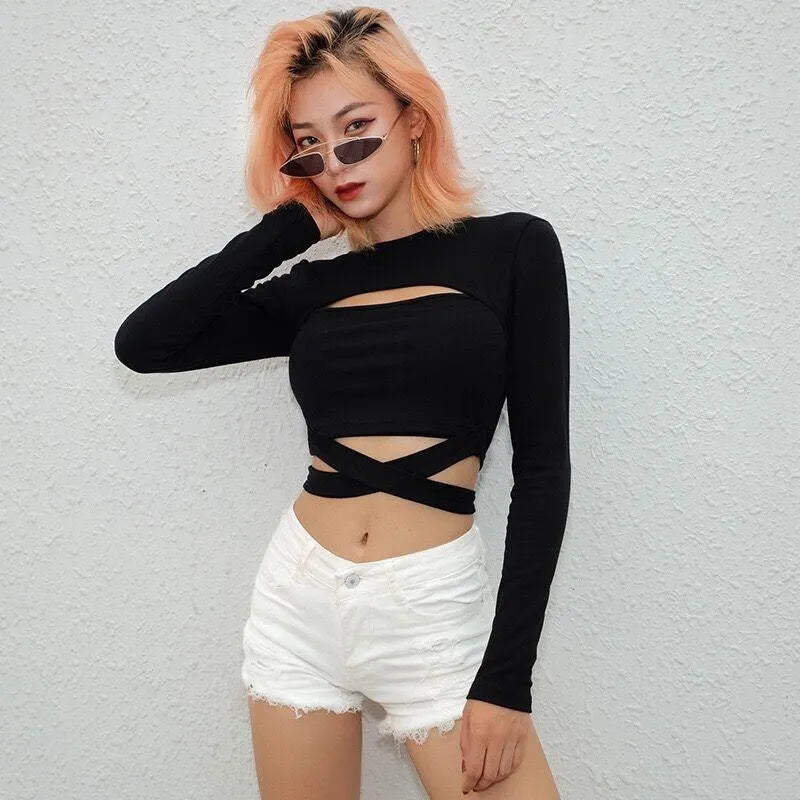 Hollow Out Long Sleeve Top