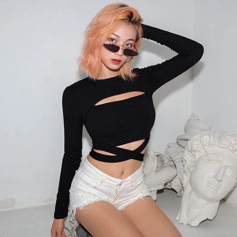 Hollow Out Long Sleeve Top