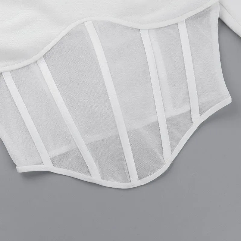 Round Neck Cinched Waist Fishbone Top