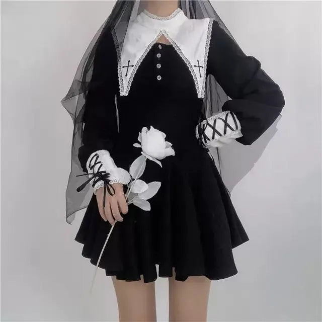 2-Piece High Waist Nun Stretch Dress