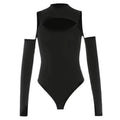 Gothic Punk Shoulder Hollow Out Bodysuit Top