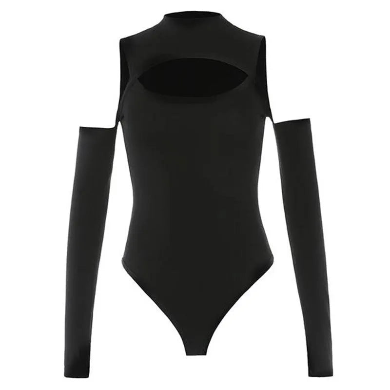 Gothic Punk Shoulder Hollow Out Bodysuit Top