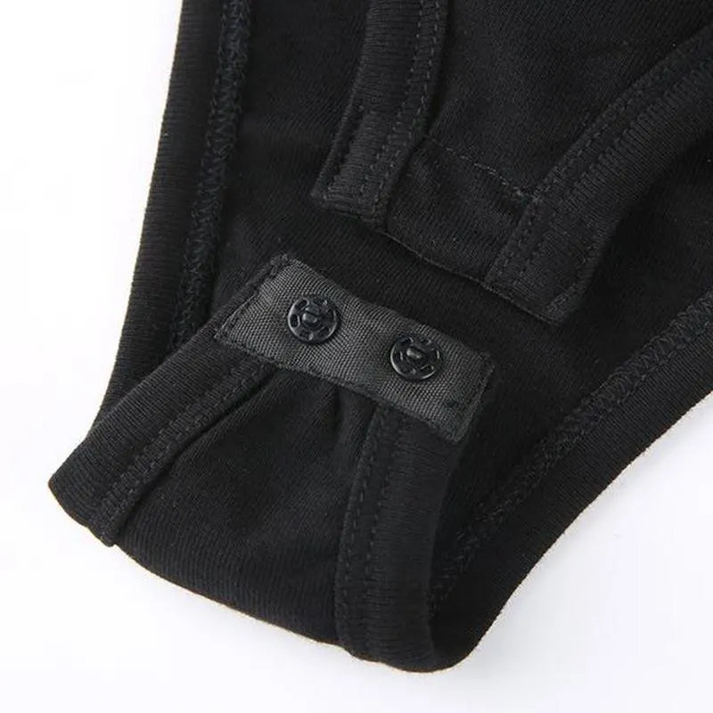 Gothic Punk Shoulder Hollow Out Bodysuit Top