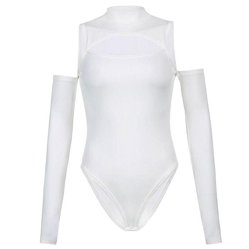 Gothic Punk Shoulder Hollow Out Bodysuit Top