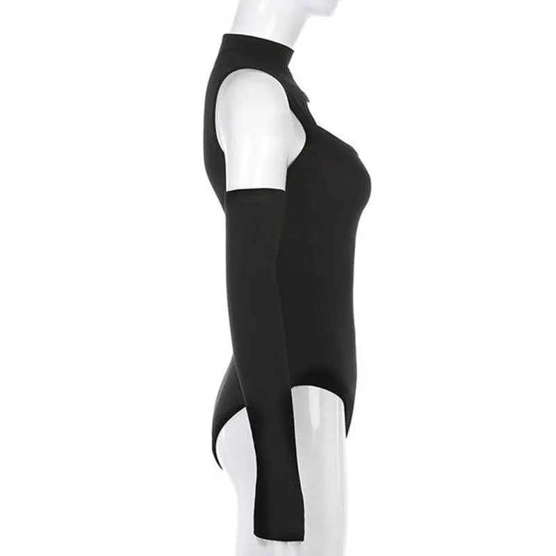 Gothic Punk Shoulder Hollow Out Bodysuit Top