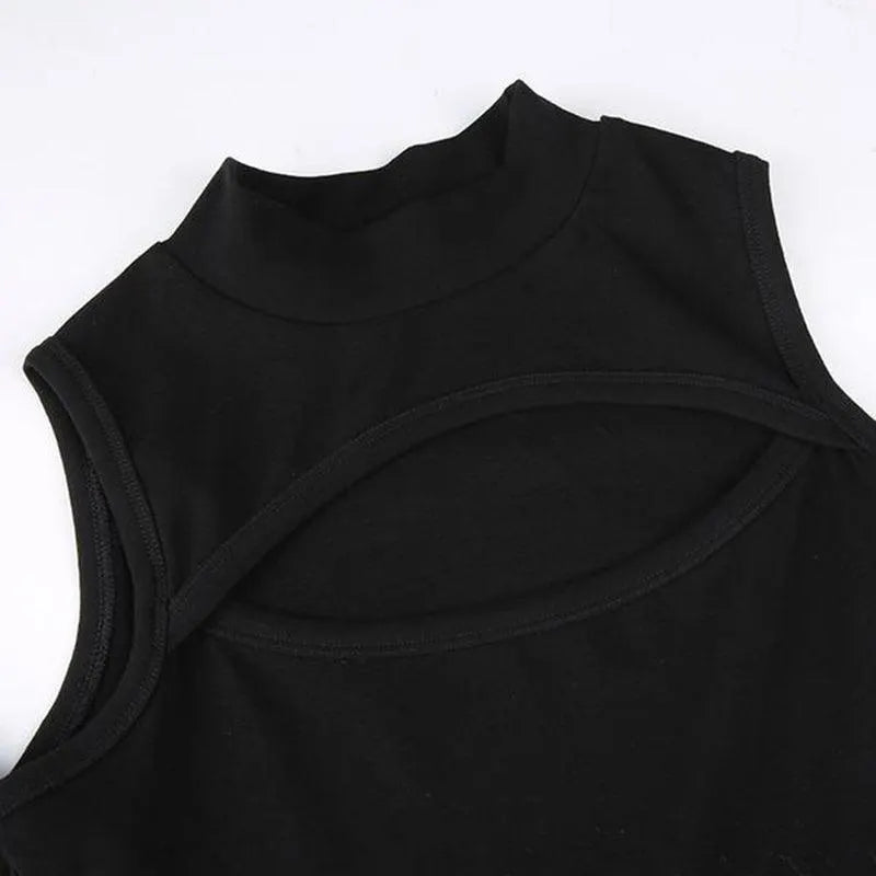 Gothic Punk Shoulder Hollow Out Bodysuit Top