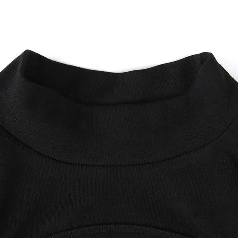 Gothic Punk Shoulder Hollow Out Bodysuit Top