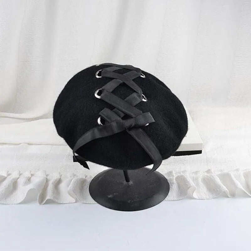 Lace Up Harajuku Artist Painter Beret Hat