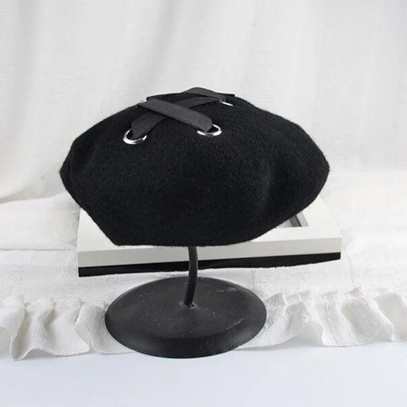 Lace Up Harajuku Artist Painter Beret Hat