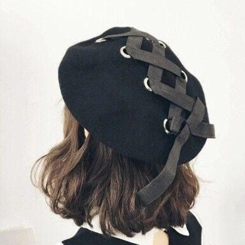 Lace Up Harajuku Artist Painter Beret Hat