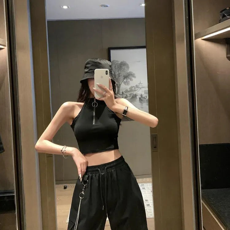 Chained Zipper Cargo Pants