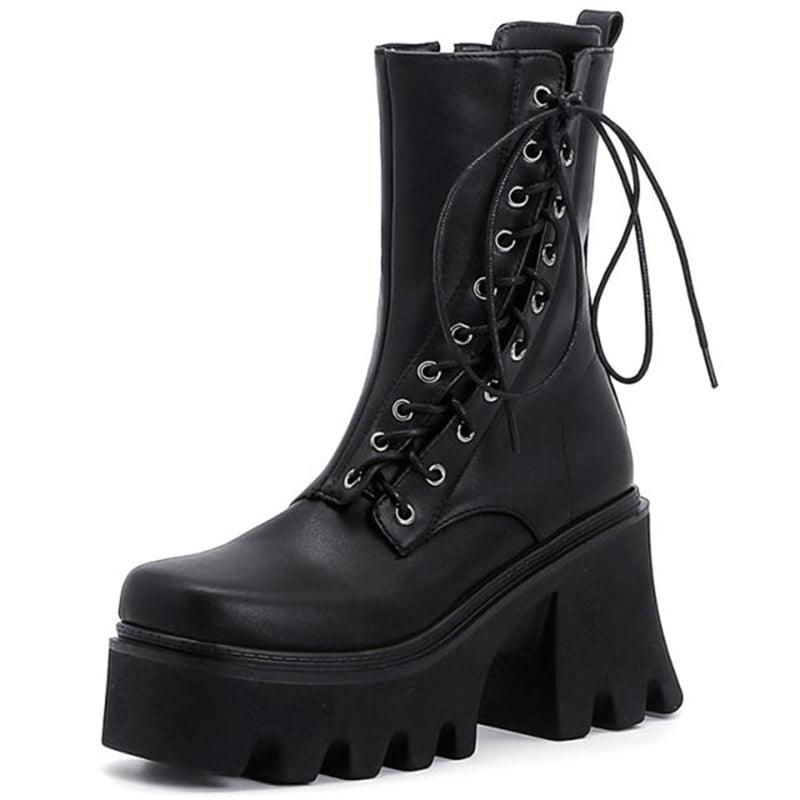 Goth Lace Up Side Platform Boots