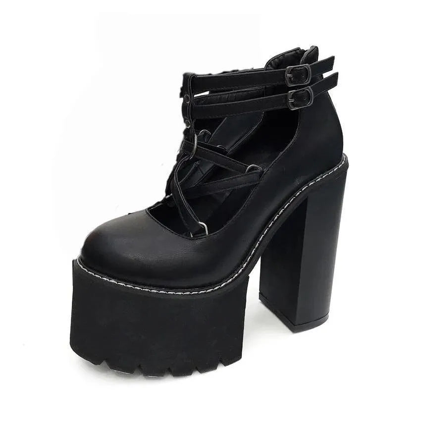 Pentagram Strap Pumps Platform Shoes