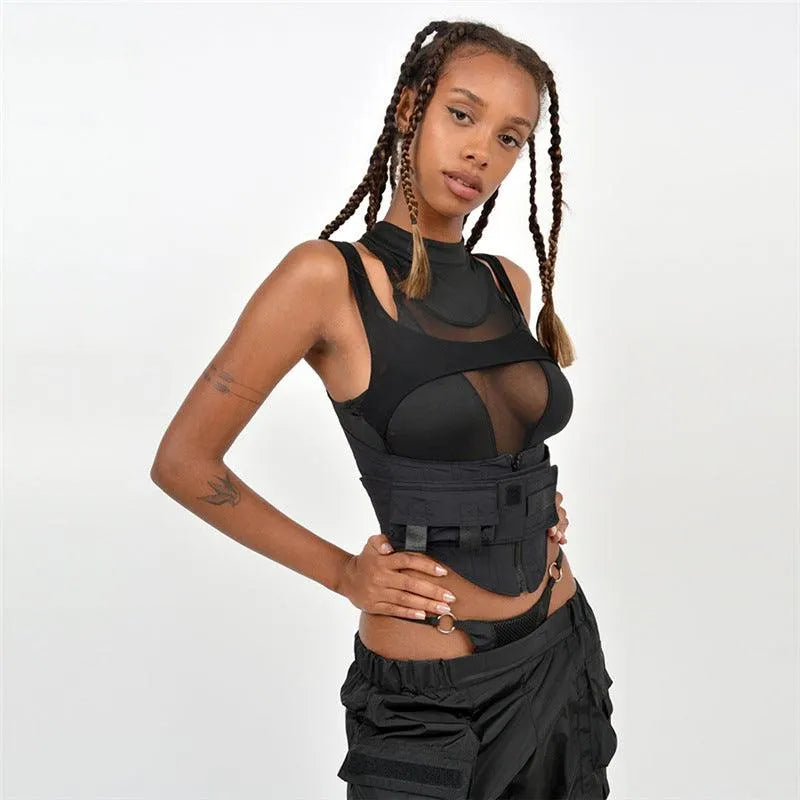 Gotta Calm Down Mesh Panelled Top