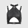 Ribbed Knit Halterneck T-Shirt