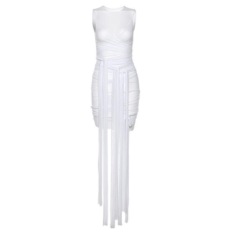 Mesh Open Back Slim Dress
