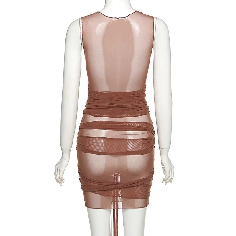 Mesh Open Back Slim Dress