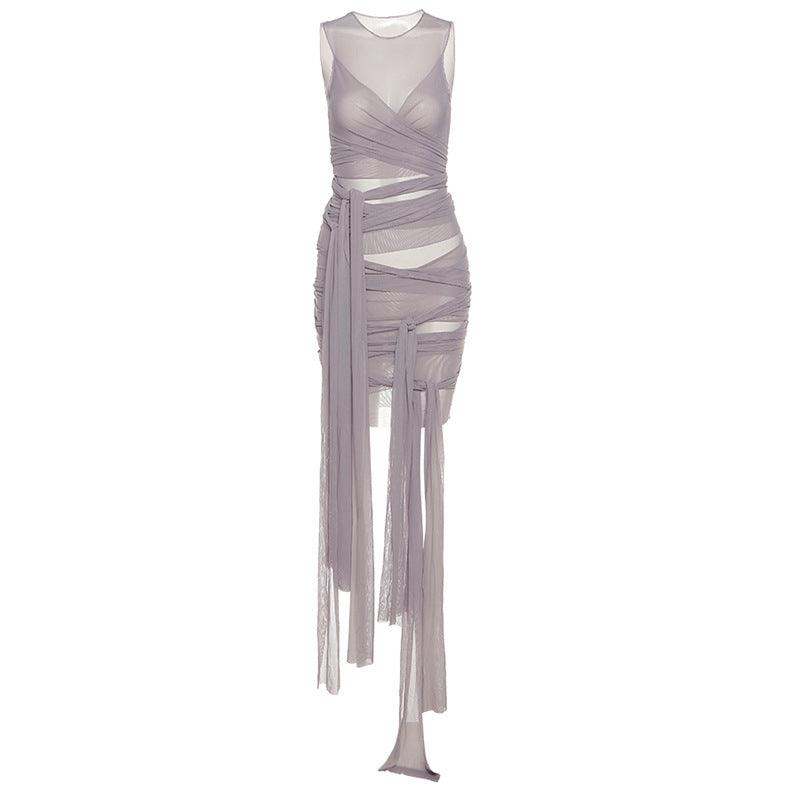 Mesh Open Back Slim Dress