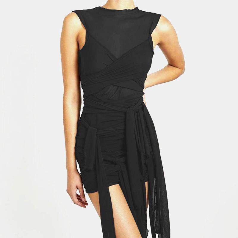 Mesh Open Back Slim Dress