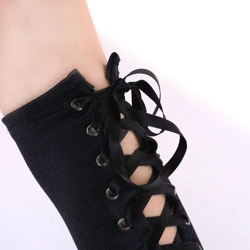Lace Tie Sleeve Gloves