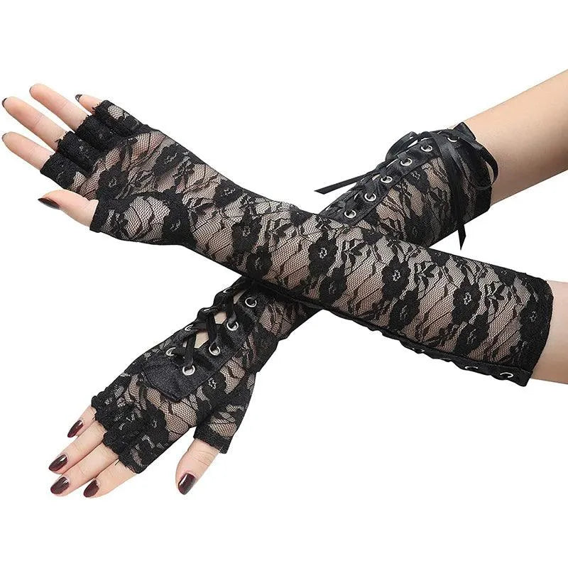 Lace Tie Sleeve Gloves
