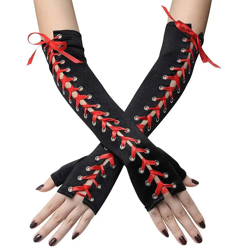 Lace Tie Sleeve Gloves