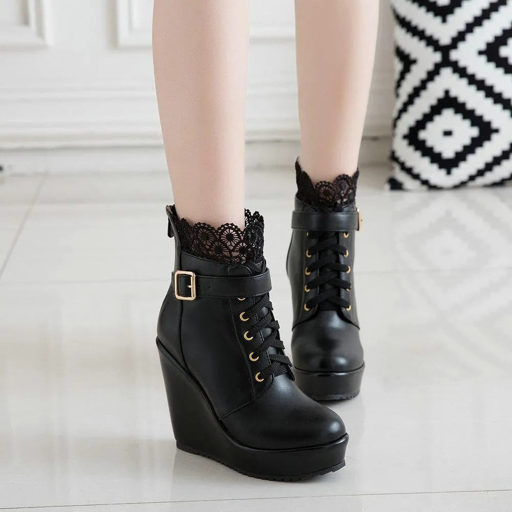 Lace Platform Boots