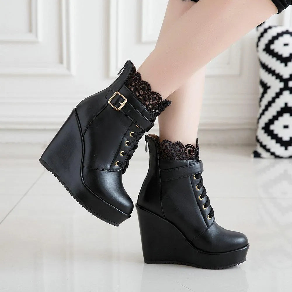 Lace Platform Boots