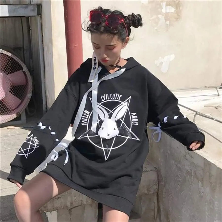 Kawaii Rabbit Lace Up Hoodie