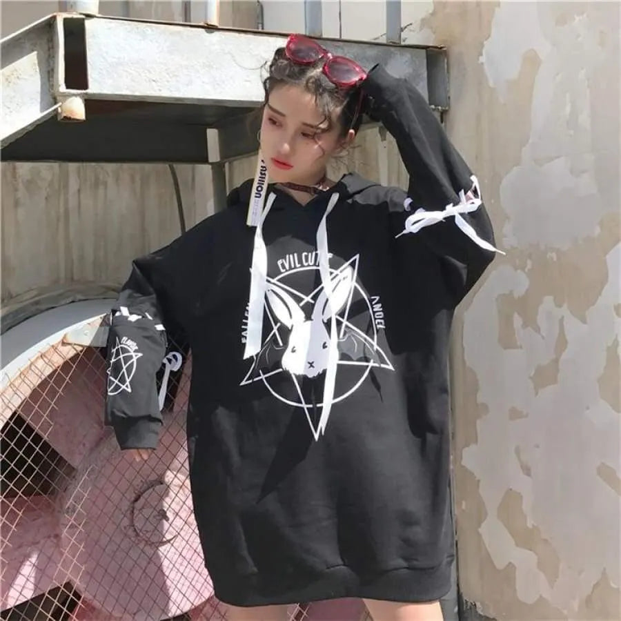 Kawaii Rabbit Lace Up Hoodie