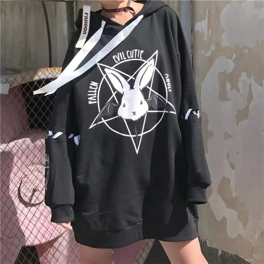 Kawaii Rabbit Lace Up Hoodie