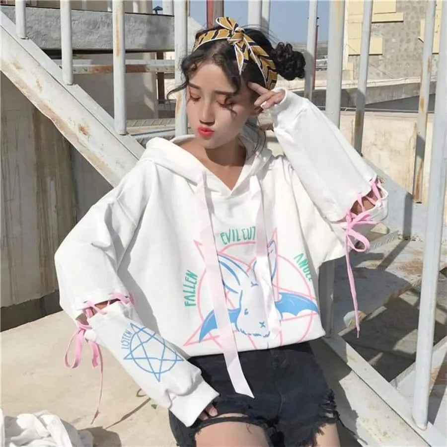 Kawaii Rabbit Lace Up Hoodie