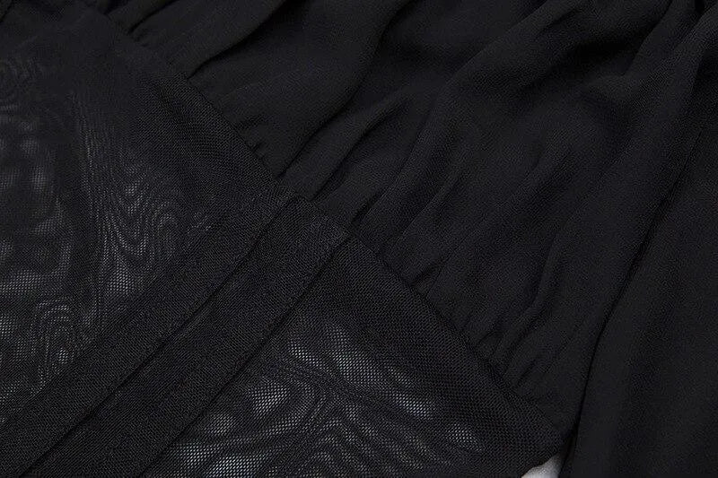 Off Shoulder Ruffled Mesh Bodysuit