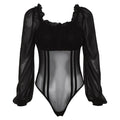 Off Shoulder Ruffled Mesh Bodysuit