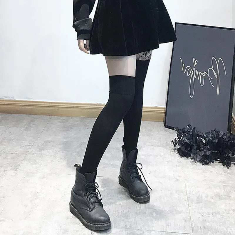Black Winter Thick JK Thigh Stockings