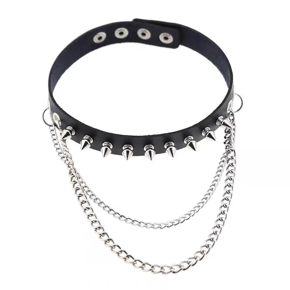Punk Chains Spike Choker