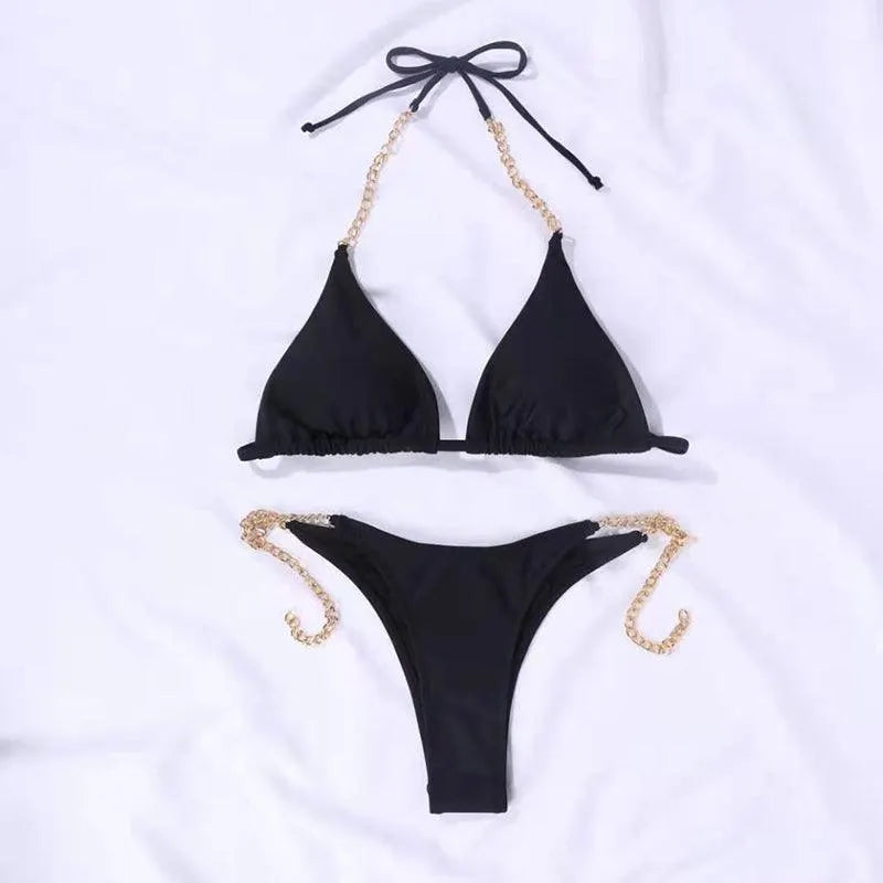 Beach Lovers Bandage Chain Bikini