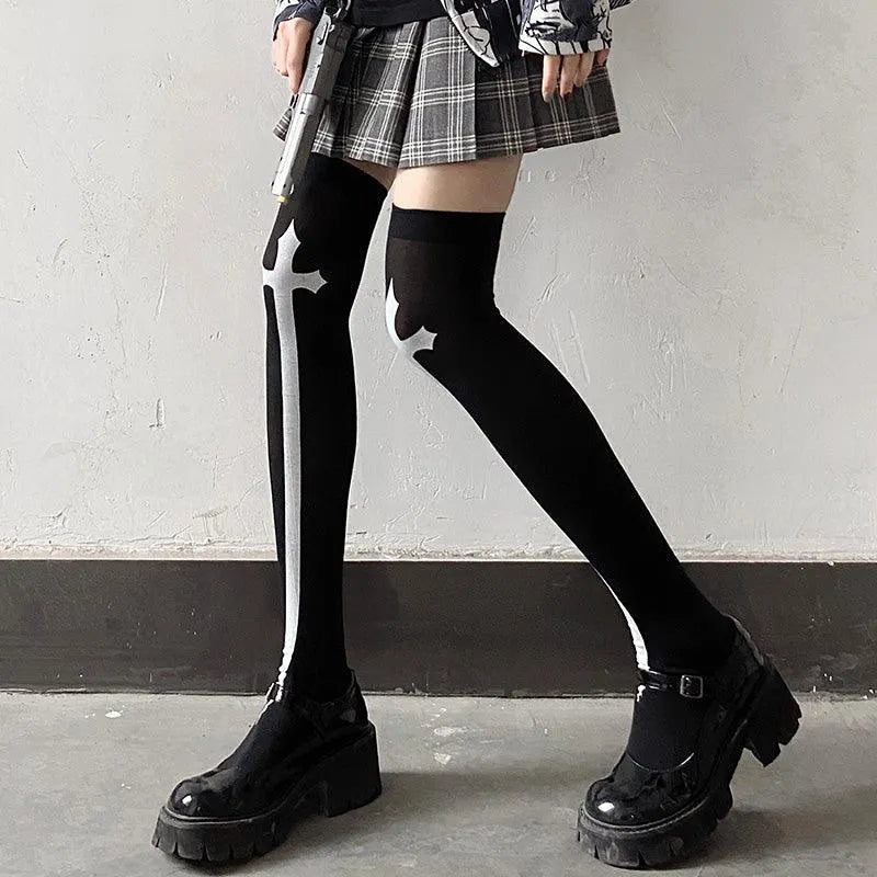 Velvet Cross Tall Socks