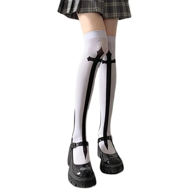 Velvet Cross Tall Socks