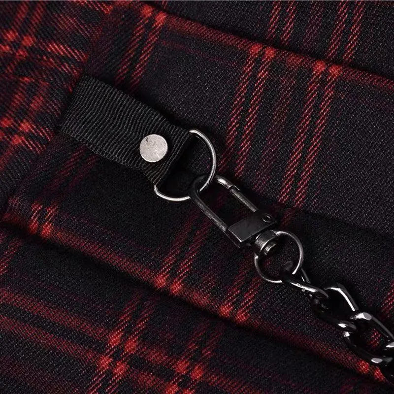 Grunge Spaghetti Strap Plaid Mini Dress