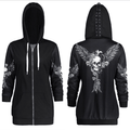 Skull Embroidery Long Hoodie